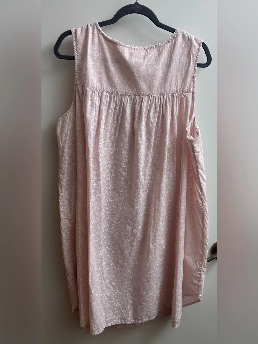 Eileen West Sleeveless Pink Floral , Lace Trim Nightgown XLarge 100% Cotton